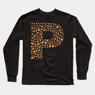 Letter P Initial Christmas Decorations Gingerbread Long Sleeve T-Shirt